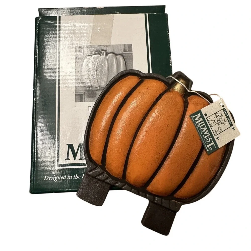 Vintage Midwest of Cannon‎ Falls MCF Pumpkin Cast Iron Door Knocker Topper NEW